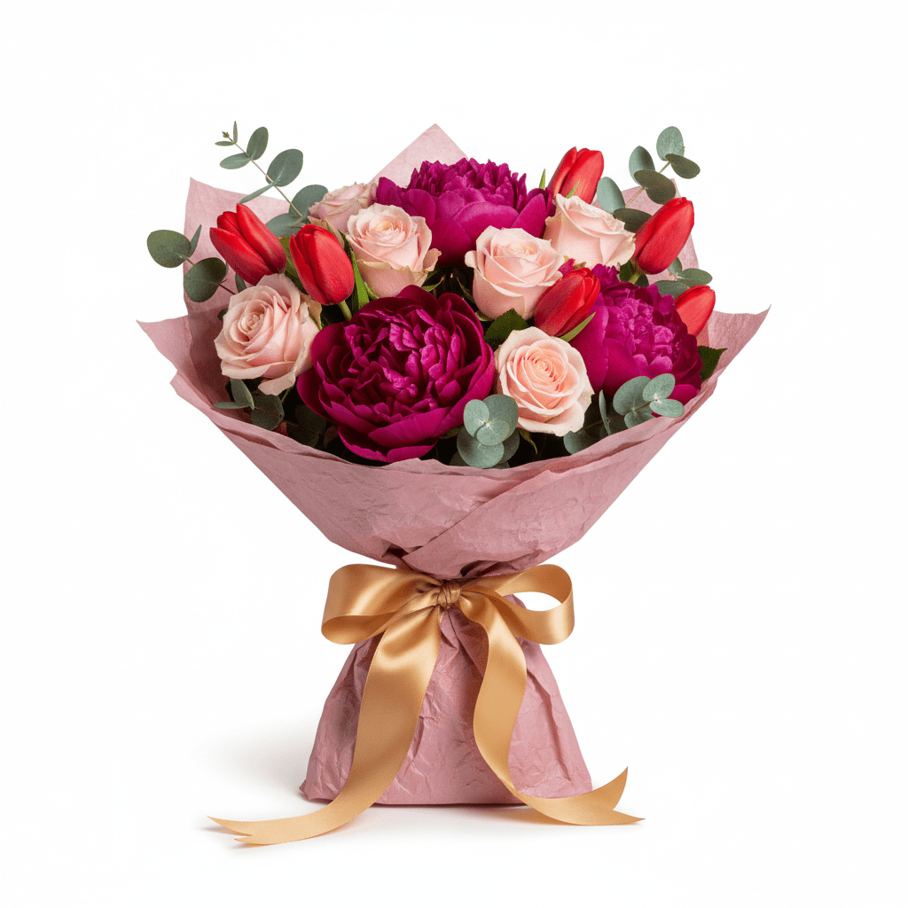 Valentine's Peony & Rose Bouquet - Blossomly