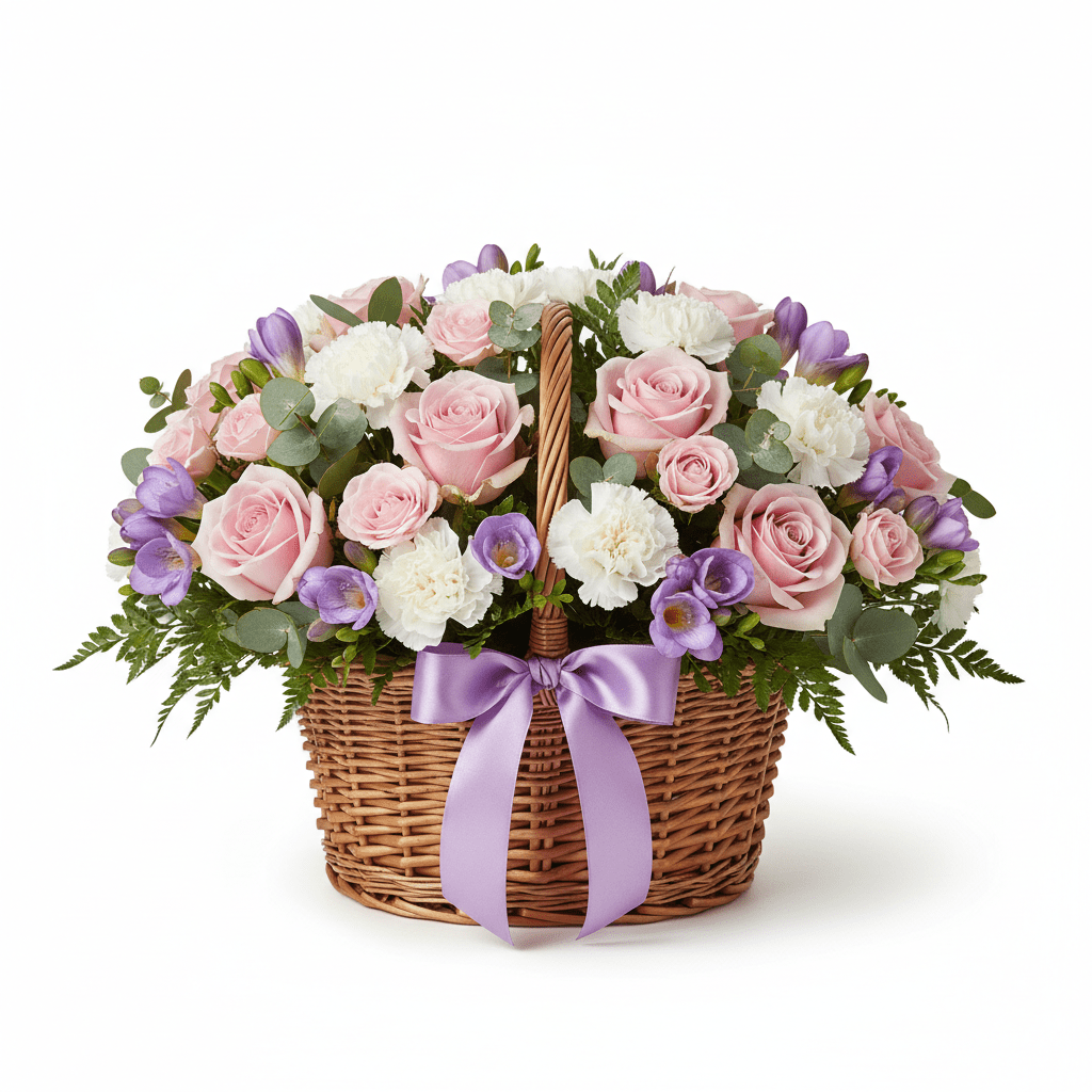 Mother's Day Pastel Flower Basket - Blossomly