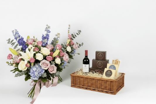 Flowers & Gourmet Hamper Bundle - Blossomly