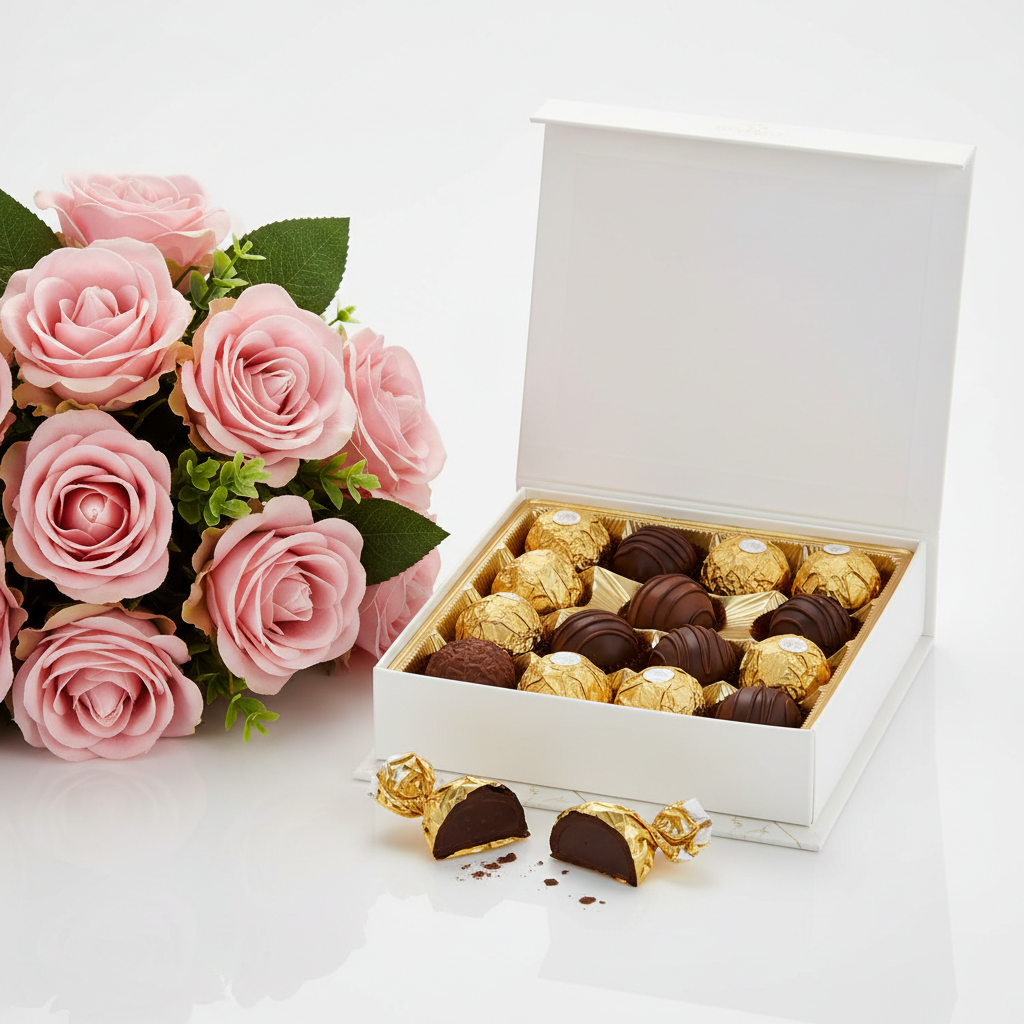 Roses and Belgian Chocolates Bundle