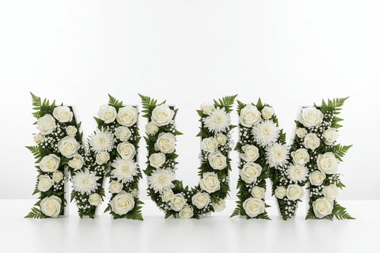 MUM Funeral Tribute — White Roses & Ferns - Blossomly